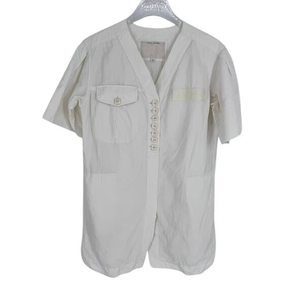 Marc Jacobs Dress Linen Cotton size 8 White Button Front Pockets - Picture 1 of 7